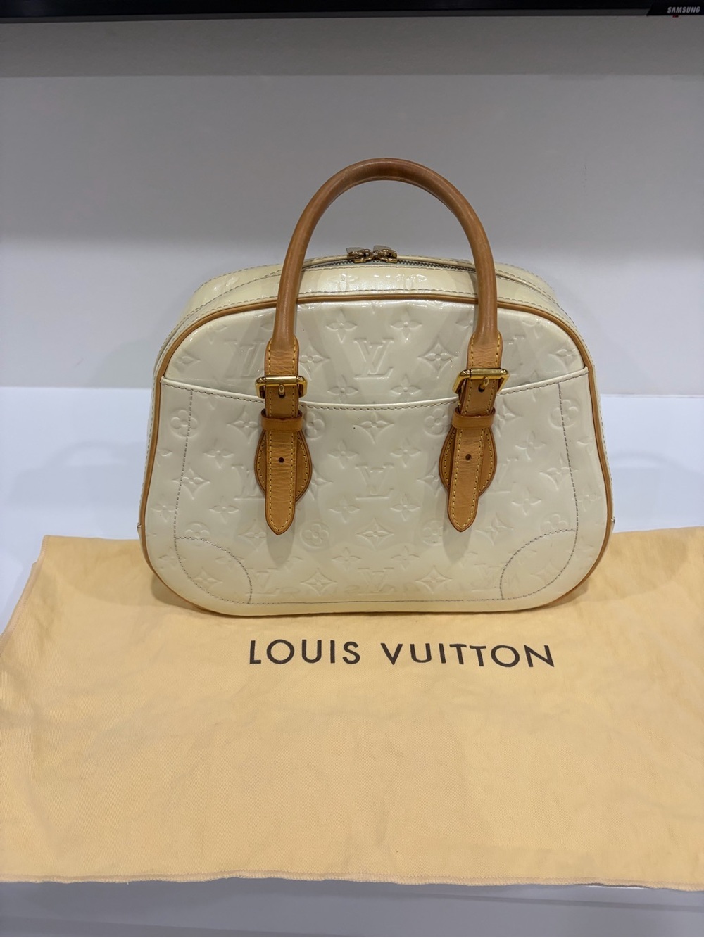 Louis Vuitton Cream Vernis Satchel with Natural Vachetta Handles